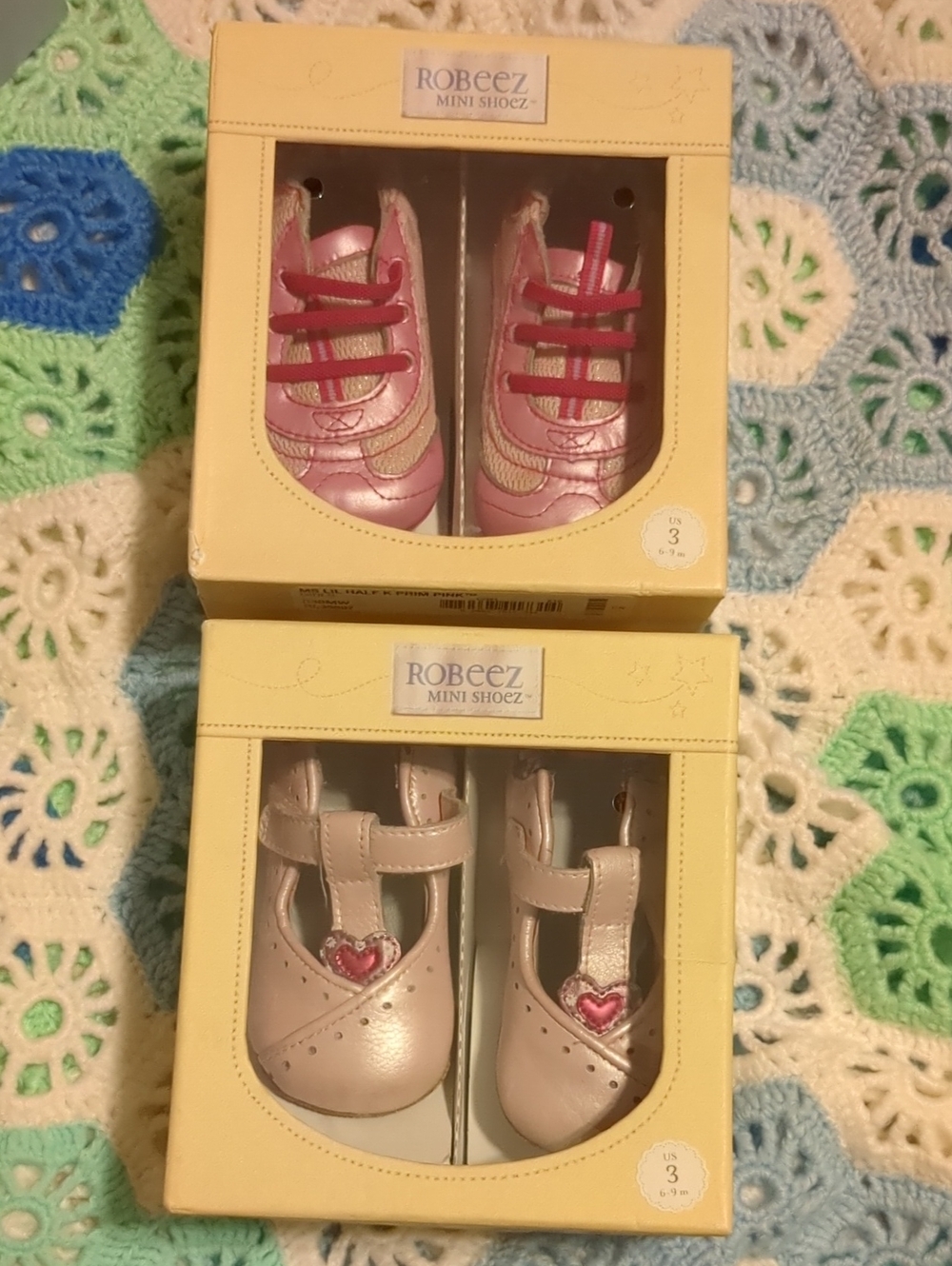 Robeez Baby Pink Metallic Sneakers & Heart T-Strap Mini Shoez
